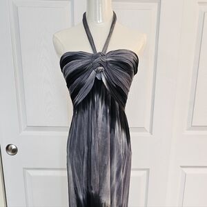 Elegant Gray And Black Halter Maxi Dress Size L